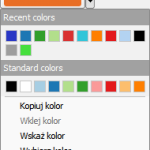 Podręczne menu wyboru koloru